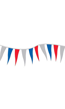 Red/Silver/Blue Metallic Triangle Pennant