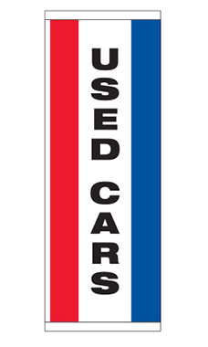 Large Double Sided Vertical Stripe Message Flag - "Used Cars" Large Double Sided Vertical Stripe Message Flag - "Used Cars"