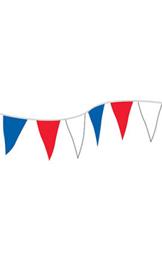 Economy 60 foot Red/White/Blue Triangle Pennant Economy 60 foot Red/White/Blue Triangle Pennant