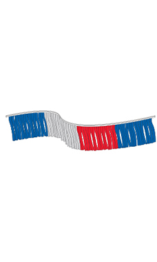 120 foot Red/Silver/Blue Metallic Fringe Pennant 120 foot Red/Silver/Blue Metallic Fringe Pennant