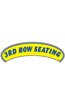 Arch Windshield Slogan Sticker - Blue/Yellow - "3rd Row Seating" Arch Windshield Slogan Sticker - Blue/Yellow - "3rd Row Seating"