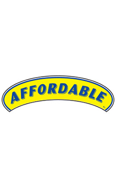 Arch Windshield Slogan Sticker - Blue/Yellow - "Affordable" Arch Windshield Slogan Sticker - Blue/Yellow - "Affordable"