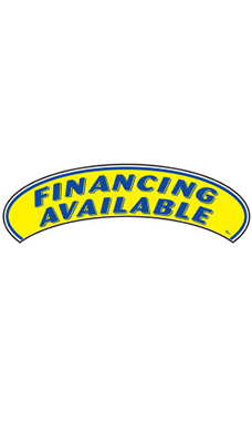 Arch Windshield Slogan Sticker - Blue/Yellow - "Financing Available"