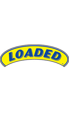 Arch Windshield Slogan Sticker - Blue/Yellow - "Loaded" Arch Windshield Slogan Sticker - Blue/Yellow - "Loaded"