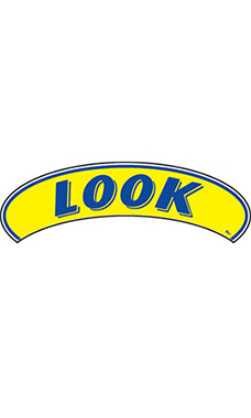 Arch Windshield Slogan Sticker - Blue/Yellow - "Look"