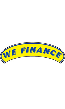 Arch Windshield Slogan Sticker - Blue/Yellow - "We Finance" Arch Windshield Slogan Sticker - Blue/Yellow - "We Finance"