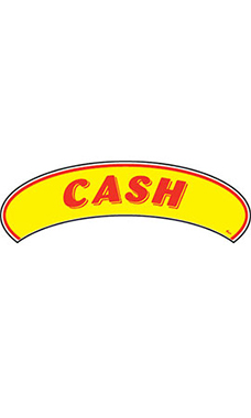 Arch Windshield Slogan Sticker - Red/Yellow - "Cash"