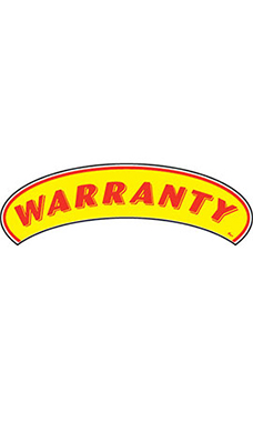 Arch Windshield Slogan Sticker - Red/Yellow - "Warranty"