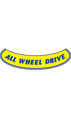 Smile Windshield Slogan Sticker - Blue/Yellow - "All Wheel Drive" Smile Windshield Slogan Sticker - Blue/Yellow - "All Wheel Drive"