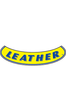 Smile Windshield Slogan Sticker - Blue/Yellow - "Leather"
