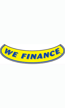 Smile Windshield Slogan Sticker - Blue/Yellow - "We Finance" Smile Windshield Slogan Sticker - Blue/Yellow - "We Finance"