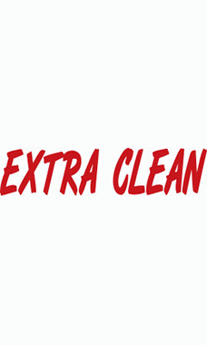 Designer Cut Windshield Slogan Sticker - Red/White - "Extra Clean" Designer Cut Windshield Slogan Sticker - Red/White - "Extra Clean"