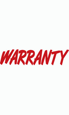 Designer Cut Windshield Slogan Sticker - Red/White - "Warranty"