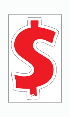 Die-Cut Window Numbers - Red - "$"