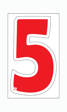 Die-Cut Window Numbers - Red - "5"