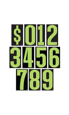 5 ½ inch Neon Green/Black Windshield Number Kit