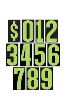 7 ½ inch Neon Green/Black Windshield Number Kit