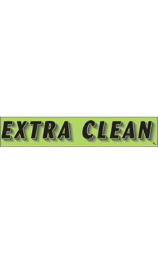 Rectangular Slogan Windshield Sticker - Green - "Extra Clean" Rectangular Slogan Windshield Sticker - Green - "Extra Clean"