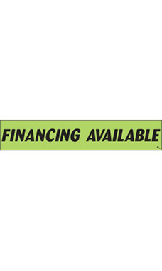 Rectangular Slogan Windshield Sticker - Green - "Financing Available" Rectangular Slogan Windshield Sticker - Green - "Financing Available"