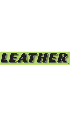 Rectangular Slogan Windshield Sticker - Green - "Leather"