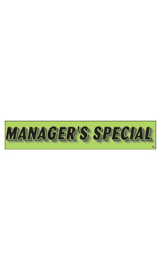 Rectangular Slogan Windshield Sticker - Green - "Managers Special"