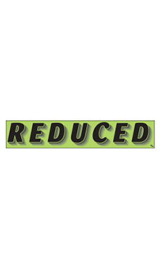 Rectangular Slogan Windshield Sticker - Green - "Reduced" Rectangular Slogan Windshield Sticker - Green - "Reduced"