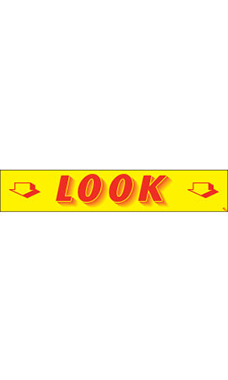 Rectangular Slogan Windshield Sticker - Red/Yellow - "Look" Rectangular Slogan Windshield Sticker - Red/Yellow - "Look"