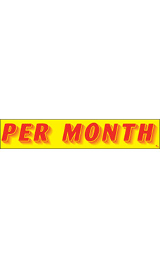 Rectangular Slogan Windshield Sticker - Red/Yellow - "Per Month" Rectangular Slogan Windshield Sticker - Red/Yellow - "Per Month"