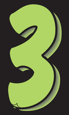 11 ½ inch Windshield Numbers And Symbols - Neon Green/Black - "3"