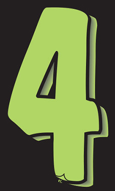 11 ½ inch Windshield Numbers And Symbols - Neon Green/Black - "4"