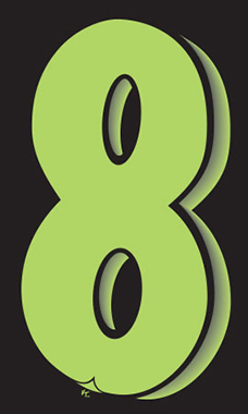 11 ½ inch Windshield Numbers And Symbols - Neon Green/Black - "8"