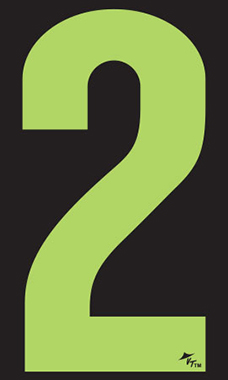 5 ½ inch Windshield Numbers And Symbols - Neon Green/Black - "2"