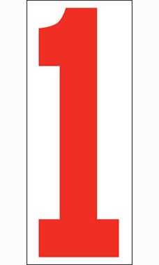 5 ½ inch Windshield Numbers And Symbols - Red/White - "1"