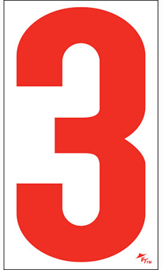 5 ½ inch Windshield Numbers And Symbols - Red/White - "3"