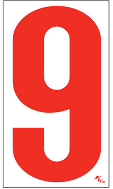 5 ½ inch Windshield Numbers And Symbols - Red/White - "9"