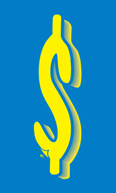 7 ½ inch Windshield Numbers And Symbols - Blue/Yellow - "$"