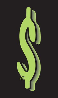 7 ½ inch Windshield Numbers And Symbols - Neon Green/Black - "$"