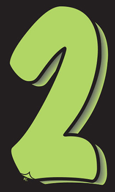 7 ½ inch Windshield Numbers And Symbols - Neon Green/Black - "2"