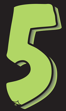 7 ½ inch Windshield Numbers And Symbols - Neon Green/Black - "5"