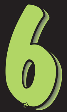 7 ½ inch Windshield Numbers And Symbols - Neon Green/Black - "6"