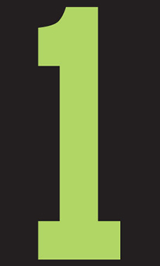 9 ½ inch Windshield Numbers And Symbols - Neon Green/Black - "1" 9 ½ inch Windshield Numbers And Symbols - Neon Green/Black - "1"