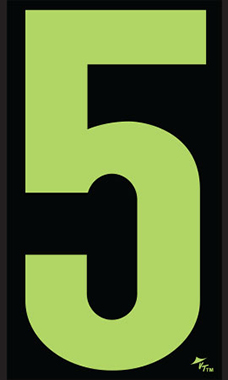 9 ½ inch Windshield Numbers And Symbols - Neon Green/Black - "5" 9 ½ inch Windshield Numbers And Symbols - Neon Green/Black - "5"