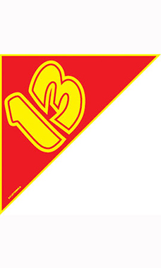 Corner Windshield Year Stickers - Red/Yellow - "13"