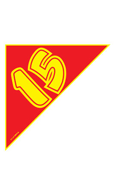 Corner Windshield Year Stickers - Red/Yellow "15"