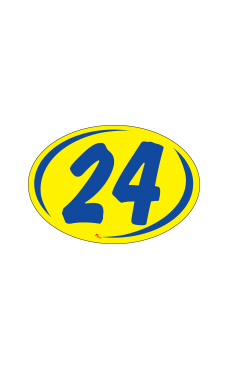 Oval 2-Digit Year Stickers - Blue/Yellow
