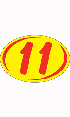 Oval 2-Digit Year Stickers - Red/Yellow - "11"