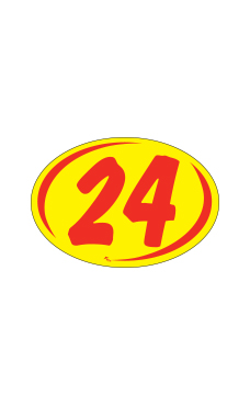 Oval 2-Digit Year Stickers - Red/Yellow