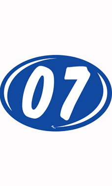Oval 2-Digit Year Stickers - White/Blue - "07"