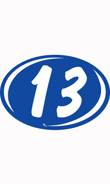 Oval 2-Digit Year Stickers - White/Blue - "13"