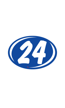 Oval 2-Digit Year Stickers - White/Blue